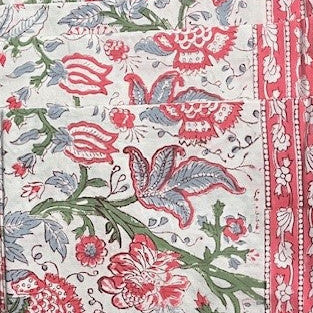 nappe coton fait main impression tampon de bois