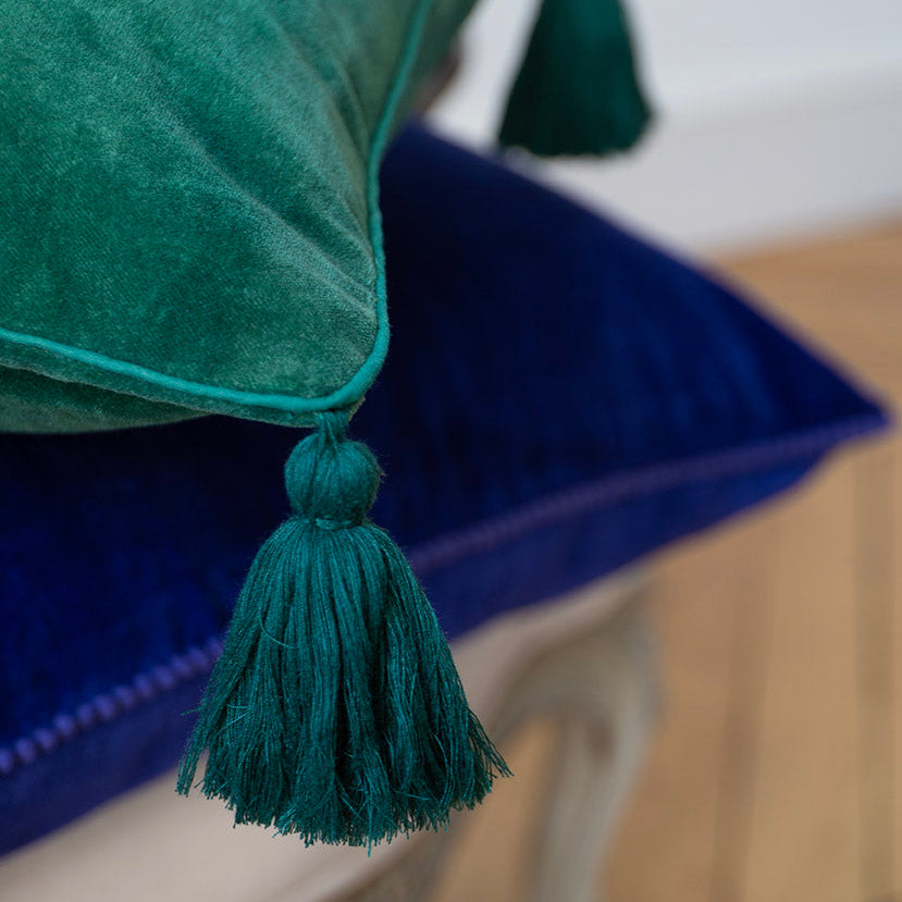 HOUSSE DE COUSSIN VELOURS DE COTON FAIT MAIN