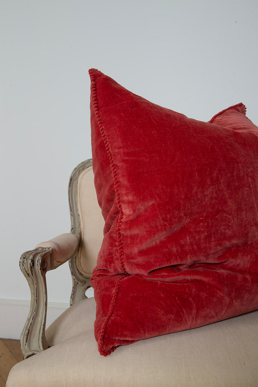 Coussin Velours de coton  coloris "Brique"