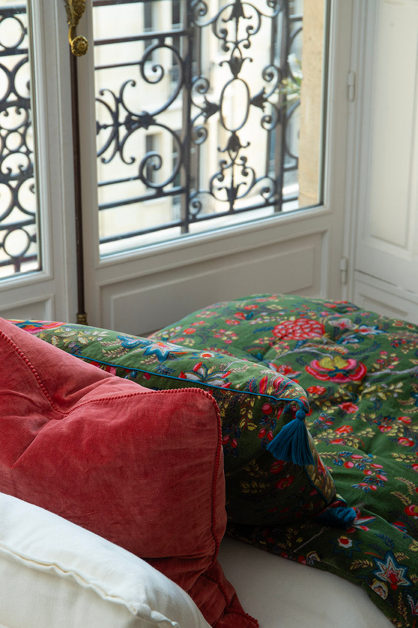 Coussin Velours de coton  coloris "Brique"