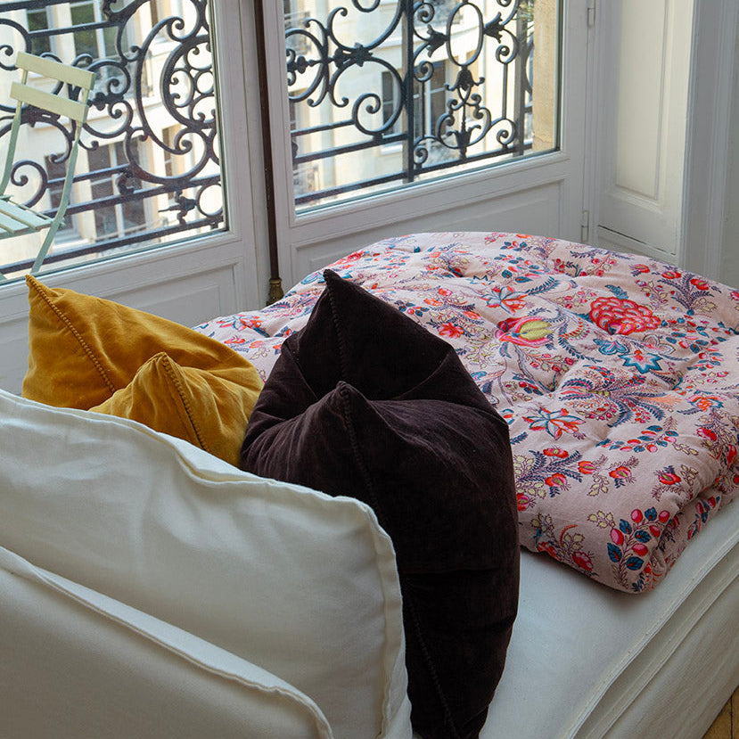 boutis ou courte pointe en velours de coton fait main