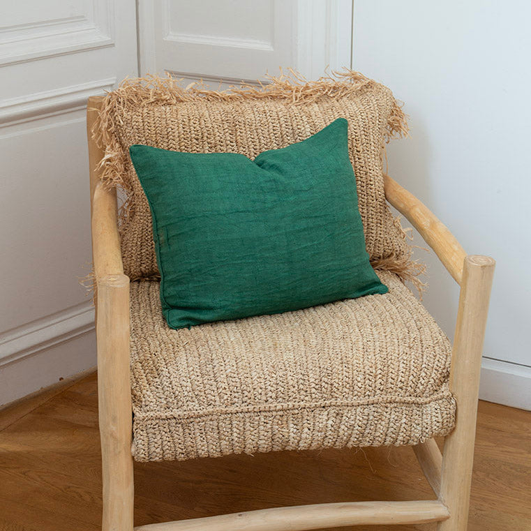 coussin en lin brut teinté fait main