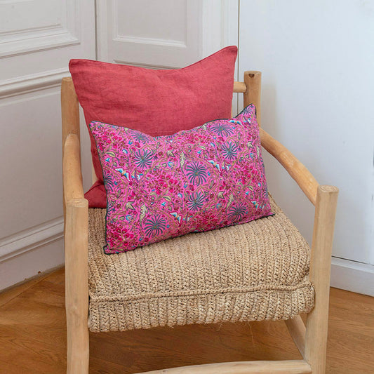 housse de coussin en popeline de coton rose fait main