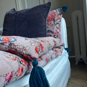 boutis ou courte pointe en velours de coton fait main