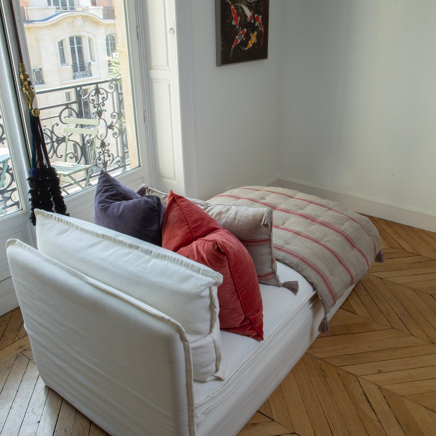 boutis lin 100% 110X180CM  FAIT MAIN
