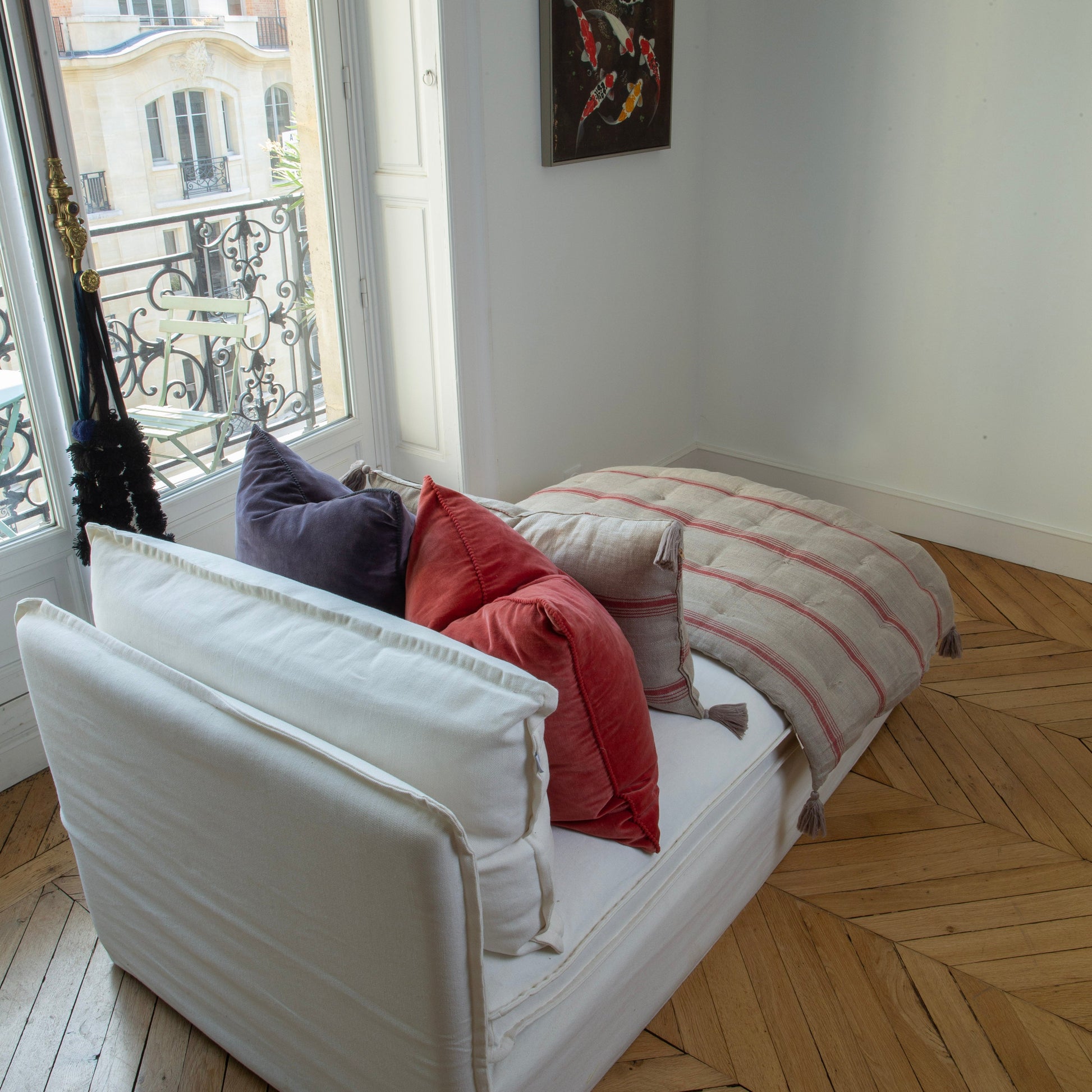 boutis lin 100% 110X180CM  FAIT MAIN