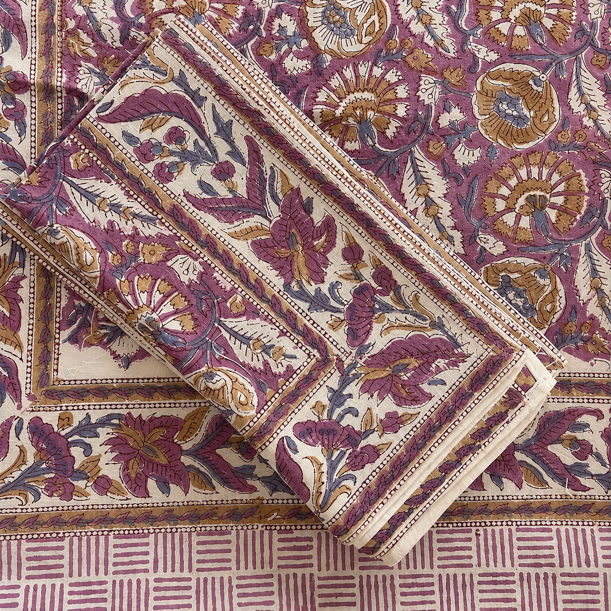 Nappe Lavande 225x150 cm 6 serviettes assorties